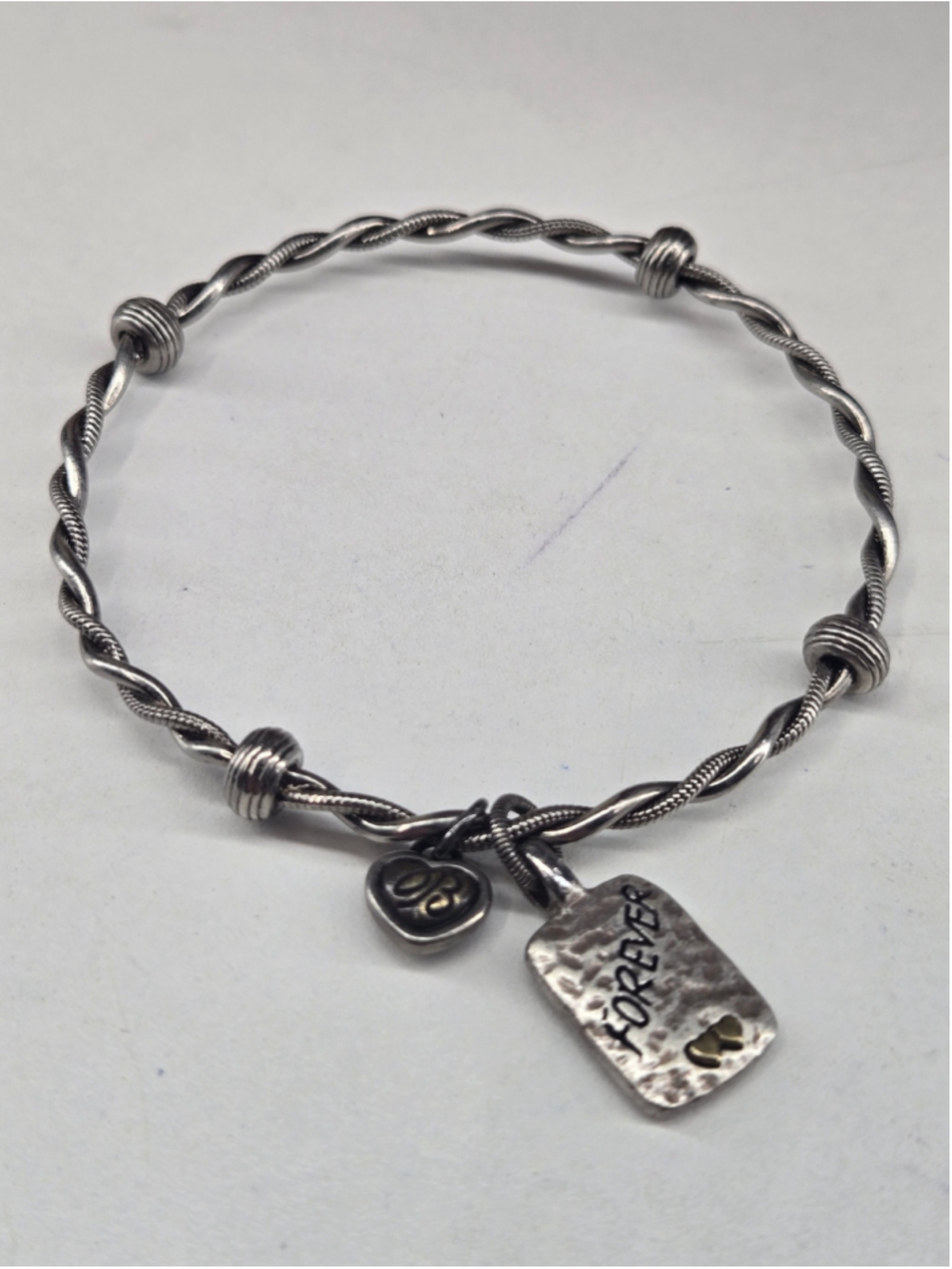 Brighton Bangle Charm Bracelet Mother Daughter Forever Two Tone Twisted Dainty